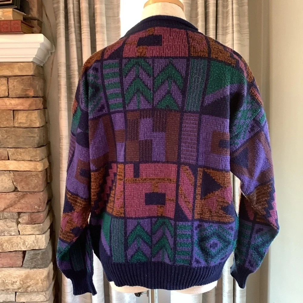 City Streets sz L vintage multi colored grandpa sweater - Picture 3 of 6